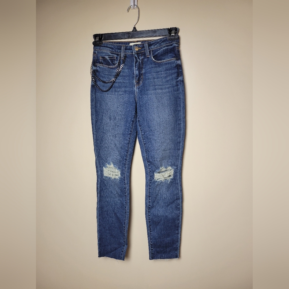 NWOT L'AGENCE Womens Luna Chain Detail Distressed Jeans Sz 25